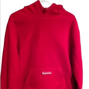 Red Supreme Box Logo Polartec Hoodie